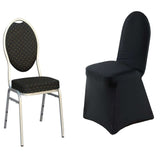 Black Premium Spandex Stretch Fitted Banquet Chair Cover With Foot Pockets - 220 GSM