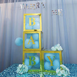 2pcs Transparent DIY Balloon Boxes, Baby Shower Party Decoration Boxes Metallic Gold Edges