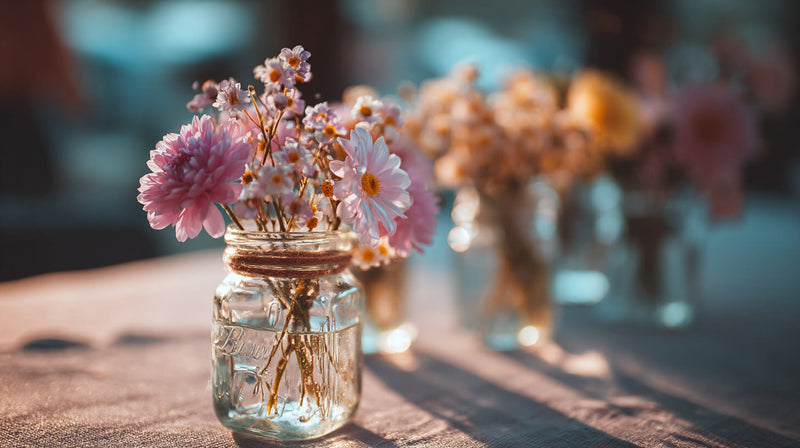 Mason Jar Glass Vase Centerpiece for Mother's Day Brunch