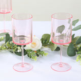 6 Pack Transparent Blush Plastic Reusable Cocktail Glasses With Long Stem