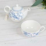 White Blue Chinoiserie Bridal Shower Gift Set, Porcelain Teapot and Cup Set with Matching Gift Box