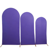 Set of 3 | Matte Purple Spandex Fitted Chiara Backdrop Stand Cover For Round Top