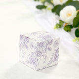 25 Pack Candy Treat Favor Boxes in French Toile Pattern - White and Lavender Party Gift Boxes