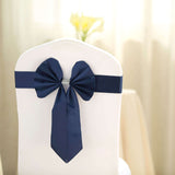 5 Pack | Navy Blue | Reversible Chair Sashes with Buckle | Double Sided Pre-tied Bow Tie Chair Bands | Satin & Faux Leather