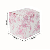 25 Pack Candy Treat Favor Boxes in French Toile Pattern - White and Pink Party Gift Boxes