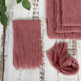 5 Pack | Mauve/Cinnamon Rose Gauze Cheesecloth Boho Dinner Napkins | 24x19Inch