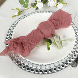 5 Pack | Mauve/Cinnamon Rose Gauze Cheesecloth Boho Dinner Napkins | 24x19Inch