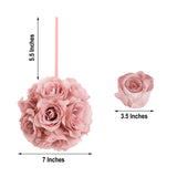 2 Pack | 7inch Mauve Artificial Silk Rose Kissing Ball, Faux Flower Ball