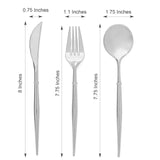 24 Pack | Silver 8inch Modern Flatware Set, Heavy Duty Plastic Silverware, Disposable Cutlery