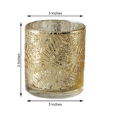 6 Pack | Gold Mercury Glass Palm Leaf Candle Holders, Votive Tealight Holders