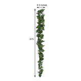 8ft | Dark Green UV Protected Artificial Silk Ivy Leaf Garland Vine, Outdoor/Indoor