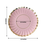 50 Pack Gold Scalloped Rim Mini Dessert Plates in Blush, Disposable Round Paper Party