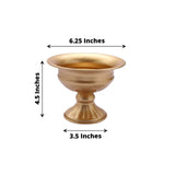 2 Pack | 4inch Gold Metal Wine Goblet Style Flower Table Pedestal Vase, Antique Mini Compote Vase