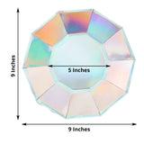 25 Pack | Iridescent 9inch Geometric Dinner Paper Plates, Disposable Plates with Decagon Rim