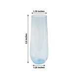 12 Pack Plastic Champagne Flutes in Transparent Blue, Reusable Lightweight Champagne