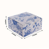 25 Pack White Blue Chinoiserie Floral Print Paper Favor Boxes, Cardstock Candy Gift Box