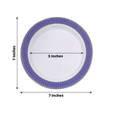 10 Pack White Disposable Salad Plates With Navy Blue Gold Spiral Rim