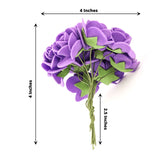 48 Roses | 1Inch Purple Real Touch Artificial DIY Foam Rose Flowers With Stem, Craft Rose Buds
