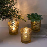 6 Pack | Gold Mercury Glass Primrose Candle Holders, Votive Tealight Holders