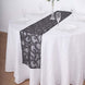 Sparkly Black Leaf Vine Sequin Tulle Table Runner