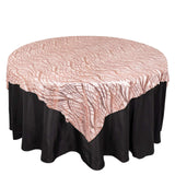 72x72inch Blush Rose Gold Wave Mesh Square Table Overlay With Embroidered Sequins