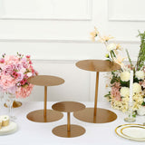 Set of 3 | Gold Metal Round Pedestal Cupcake Dessert Stands