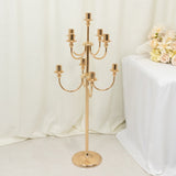 9-Arm Gold Metal Candelabra Candle Holder, Floor Standing Taper Candlestick Stand