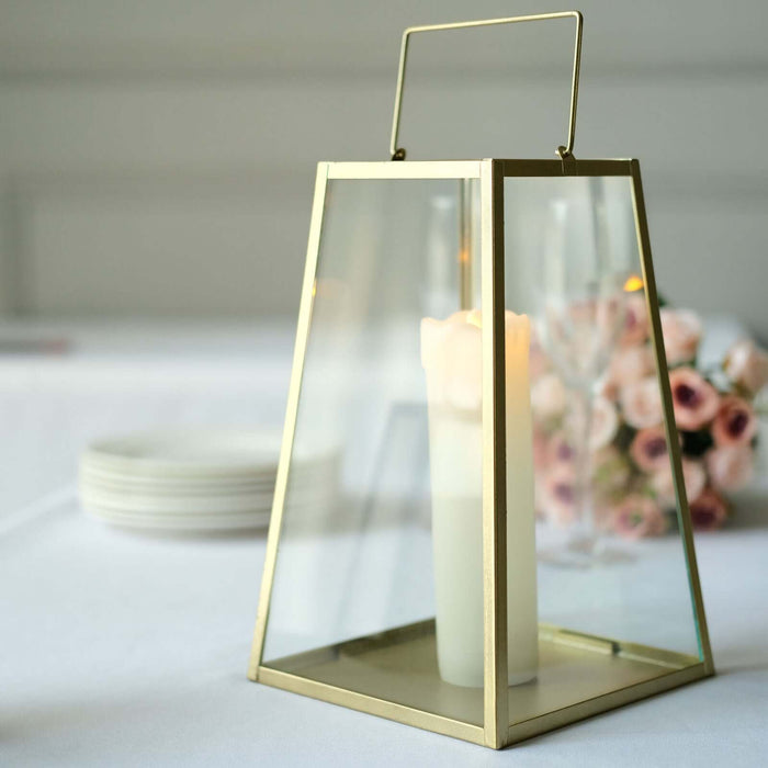 Metal Candle Lantern, Geometric Hanging Terrarium, Table Centerpiece Indoor/Outdoor Planter Lantern