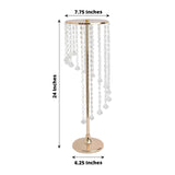 24inch Gold Metal Flower Stand Wedding Centerpiece Acrylic Beaded Chains, Crystal Flower Pedestal