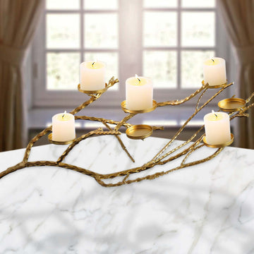 Metal Manzanita Tree Branch Candelabra Candle Holder Stand Gold - Twig Branch Design Table Centerpiece 3ft