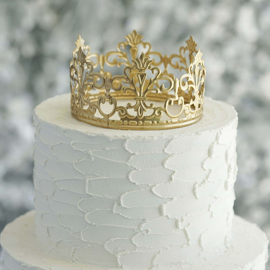 2inch Matte Gold Metal Princess Crown Cake Topper, Wedding Cake Decor