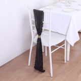 5 Pack Black Metallic Fringe Shag Tinsel Chair Sashes, Shimmery Polyester Chair Sashes