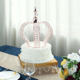 14inch Metallic Blush/Rose Gold Crystal-Bead Royal Crown Cake Topper