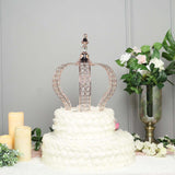 14inch Metallic Blush/Rose Gold Crystal-Bead Royal Crown Cake Topper