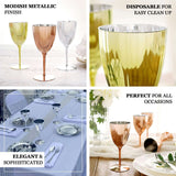 6 Pack | Gold 8oz Plastic Wine Glasses, Disposable Wine Goblets