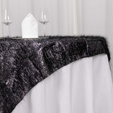 72x72inch Black Polyester Table Overlay With Metallic Tinsel Foil Fringes