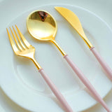 Metallic Gold Modern Silverware Set, Premium Plastic Cutlery Set With Rose Gold Handle - 8Inch