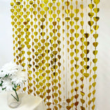 Heart Chain Foil Fringe Curtain Backdrop, Metallic Gold Tinsel Streamer- Door Window Foil Curtain