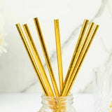 50 Pack | 8inch Metallic Gold Foil Biodegradable Paper Drinking Straws