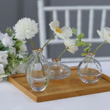 Set of 3 | Small Clear Glass Flower Bud Vases With Metallic Gold Rim