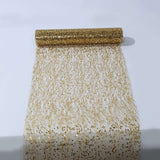 Metallic Gold Sequin Mesh Polyester Table Runner - 11x108inch