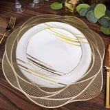 6 Pack Metallic Gold Round Vinyl Placemats, Washable Rose Flower Non Slip Dining Table Mats 15"