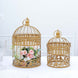 Set of 2 | Metallic Gold Wrought Iron Bird Cage Card Holders - 9inch / 13inch