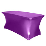 6FT Metallic Purple Rectangular Stretch Spandex Table Cover