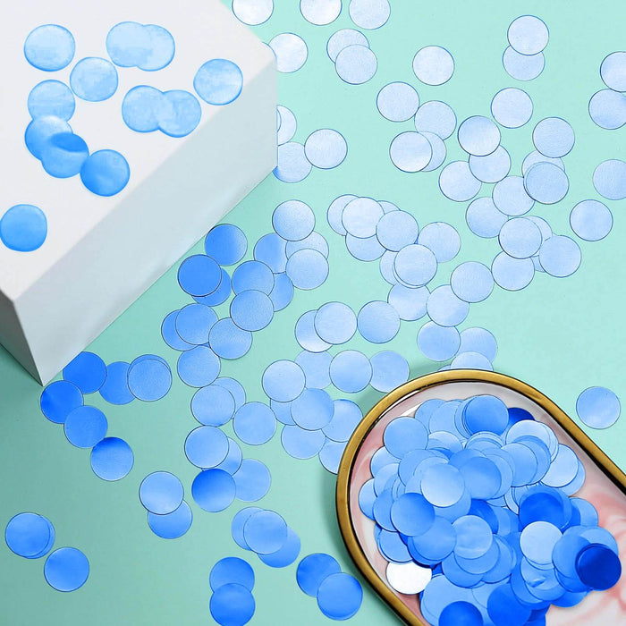 18G Bag | Dusty Blue Round Foil Metallic Table Confetti Dots, Balloon Confetti Decor