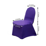 Purple Spandex Stretch Banquet Chair Cover, Fitted with Metallic Shimmer Tinsel Back