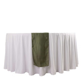 12x108inch Dusty Sage Green Accordion Crinkle Taffeta Linen Table Runner