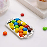 12 Pack | 4inch Silver Rectangular Mini Party Favor Candy Tray Treat Gift Display Serving Plate