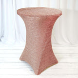 Blush / Rose Gold Metallic Shimmer Tinsel Spandex Cocktail Table Cover