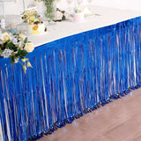 Metallic Foil Fringe Table Skirt, Self Adhesive Party Table Skirt - Royal Blue